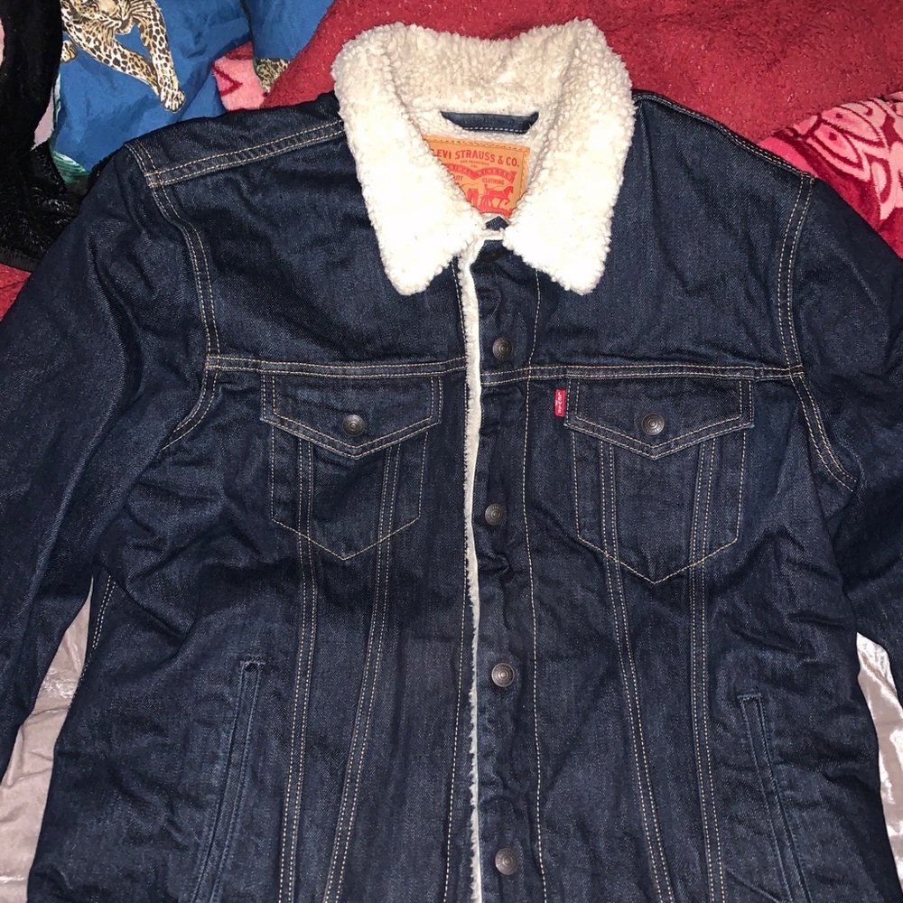 Levi’s blue Sherpa jacket.